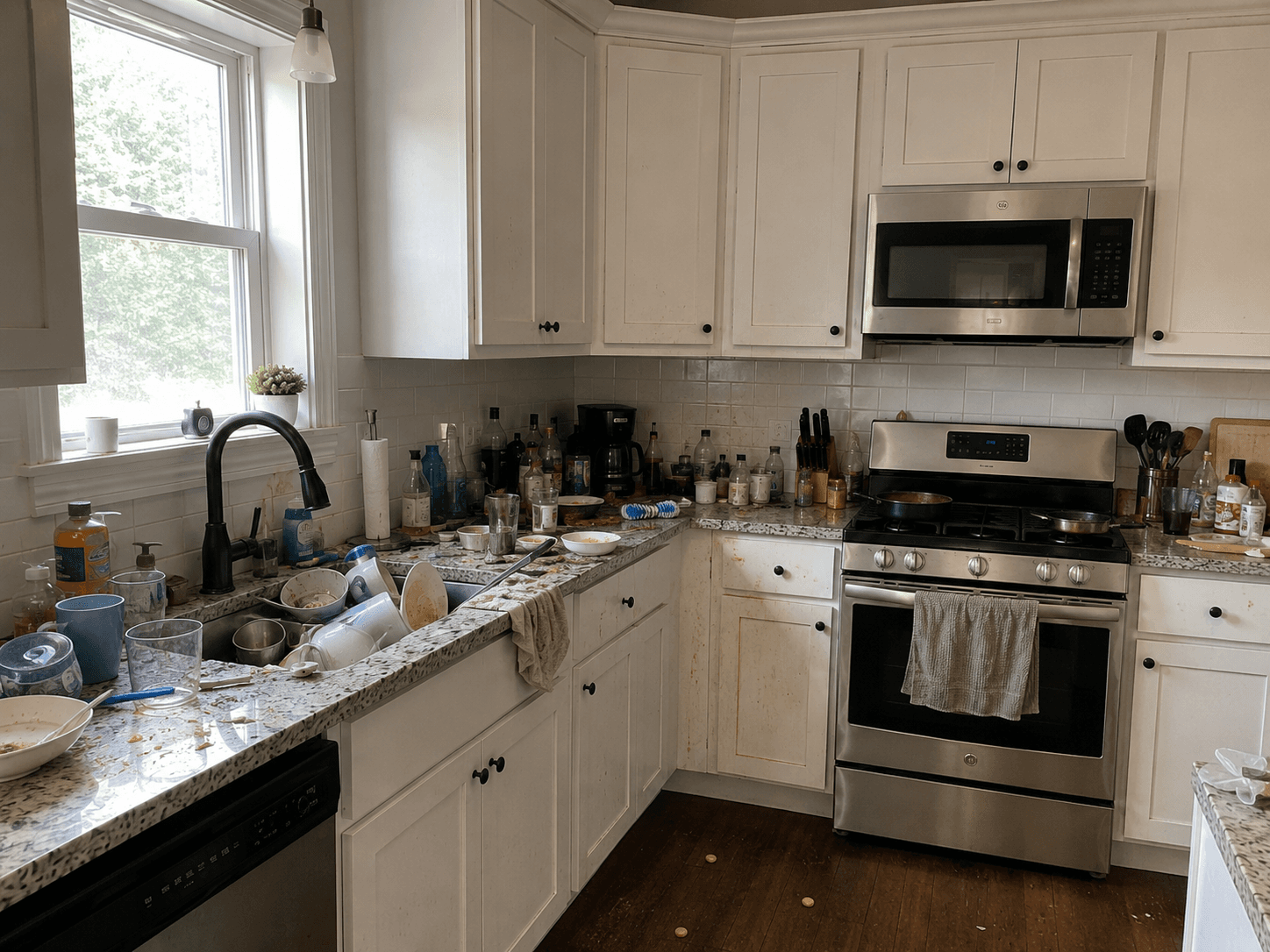 Before: Kitchen counters & backsplash